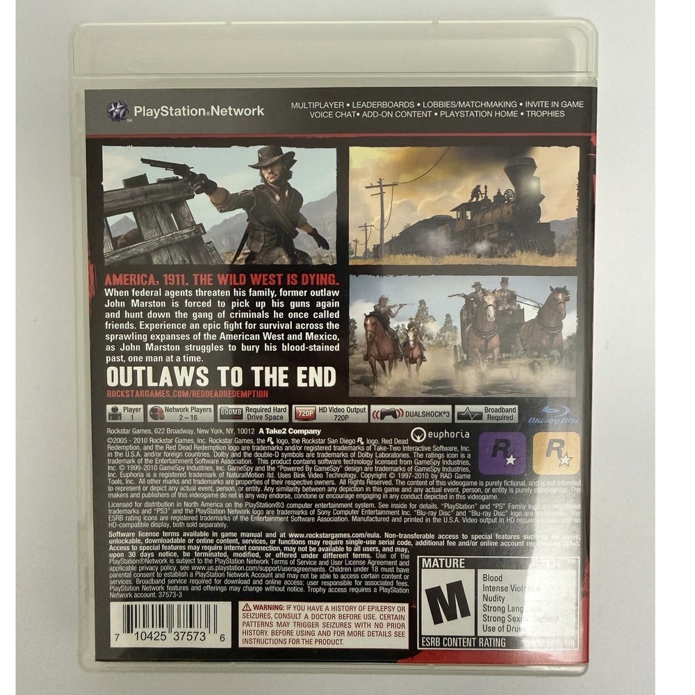 Red Dead Redemption - Sony PS3 - CIB W/ Map - Case Disc Manual Map Black Label - Picture 6 of 7